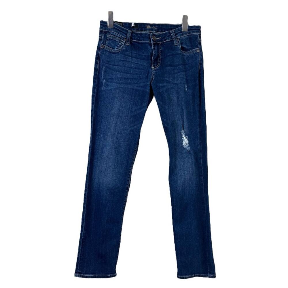 Kut from the Kloth Jean Boyfriend Mid Rise Distressed Medium Blue Women’s Size 6